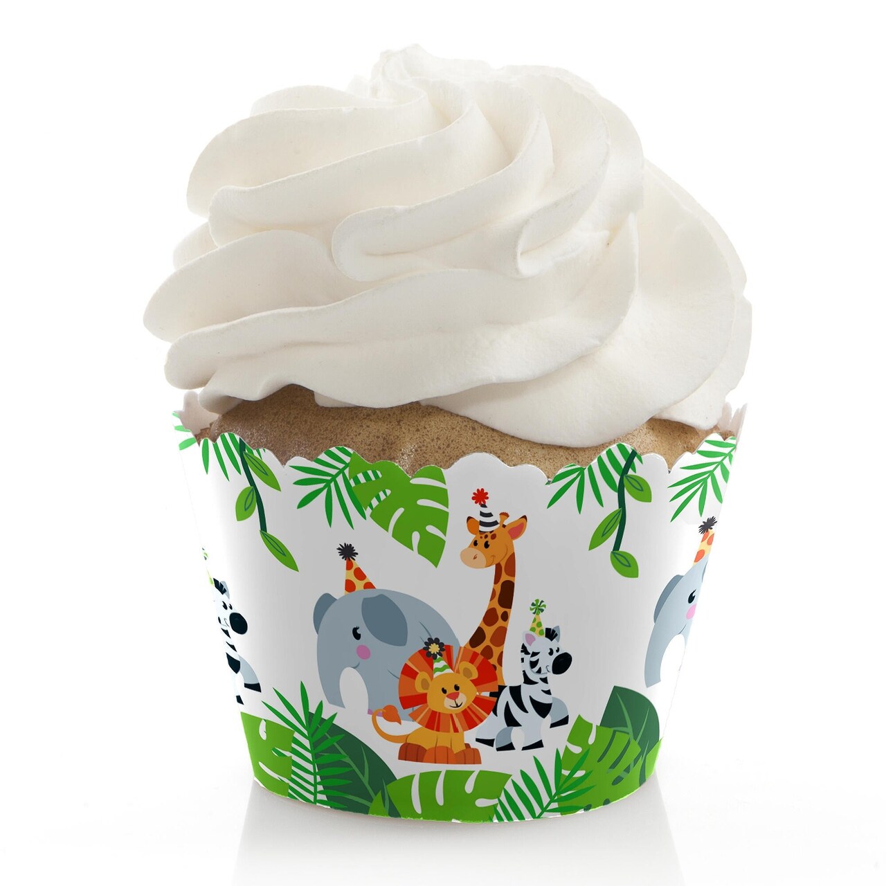 Big Dot of Happiness Jungle Party Animals - Safari Zoo Animal Birthday Party or Baby Shower Decorations - Party Cupcake Wrappers - Set of 12